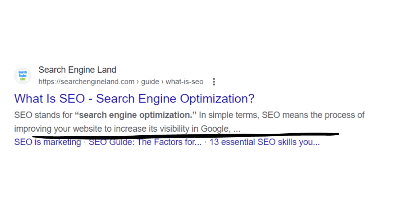 Meta Description explained on a google search